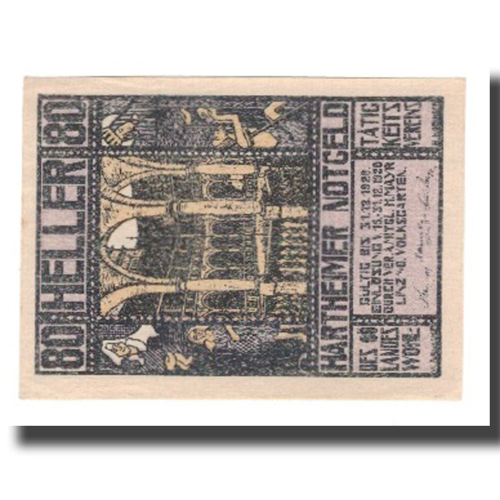 Banknote, Austria, Hartheimer, 80 Heller, valeur faciale 2, 1920, 1920-12-31