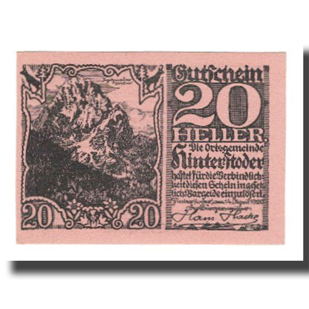 Banknote, Austria, Hinterstoder, 20 Heller, texte 1, 1920, 1920-04-14