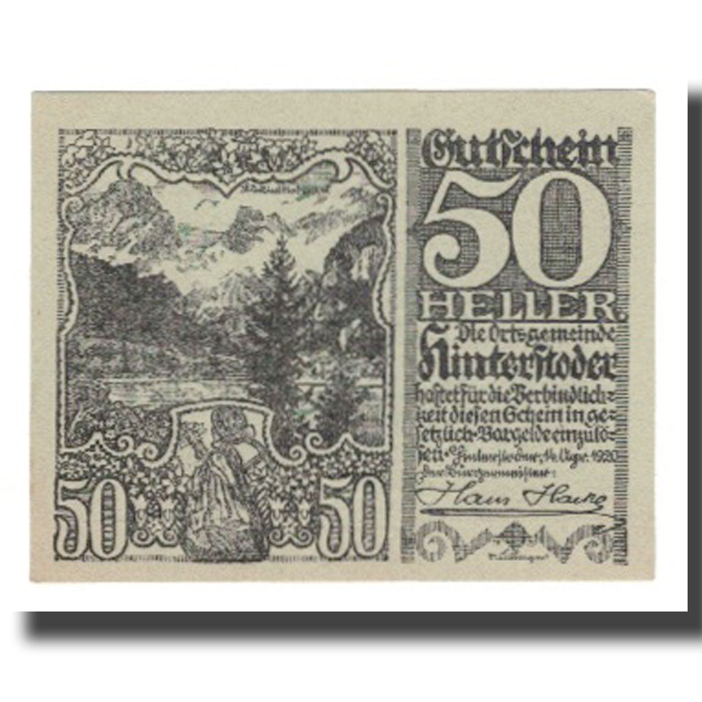 Banknote, Austria, Hinterstoder, 50 Heller, Texte 2, 1920, 1920-04-14