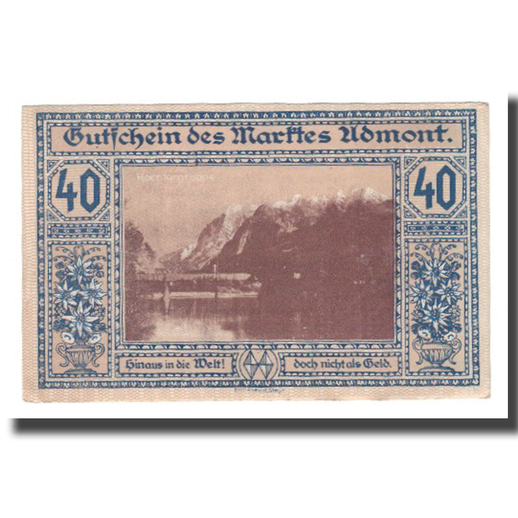 Banconote, Austria, Admont, 40 Heller, paysage, 1920, FDS, Mehl:FS 6a