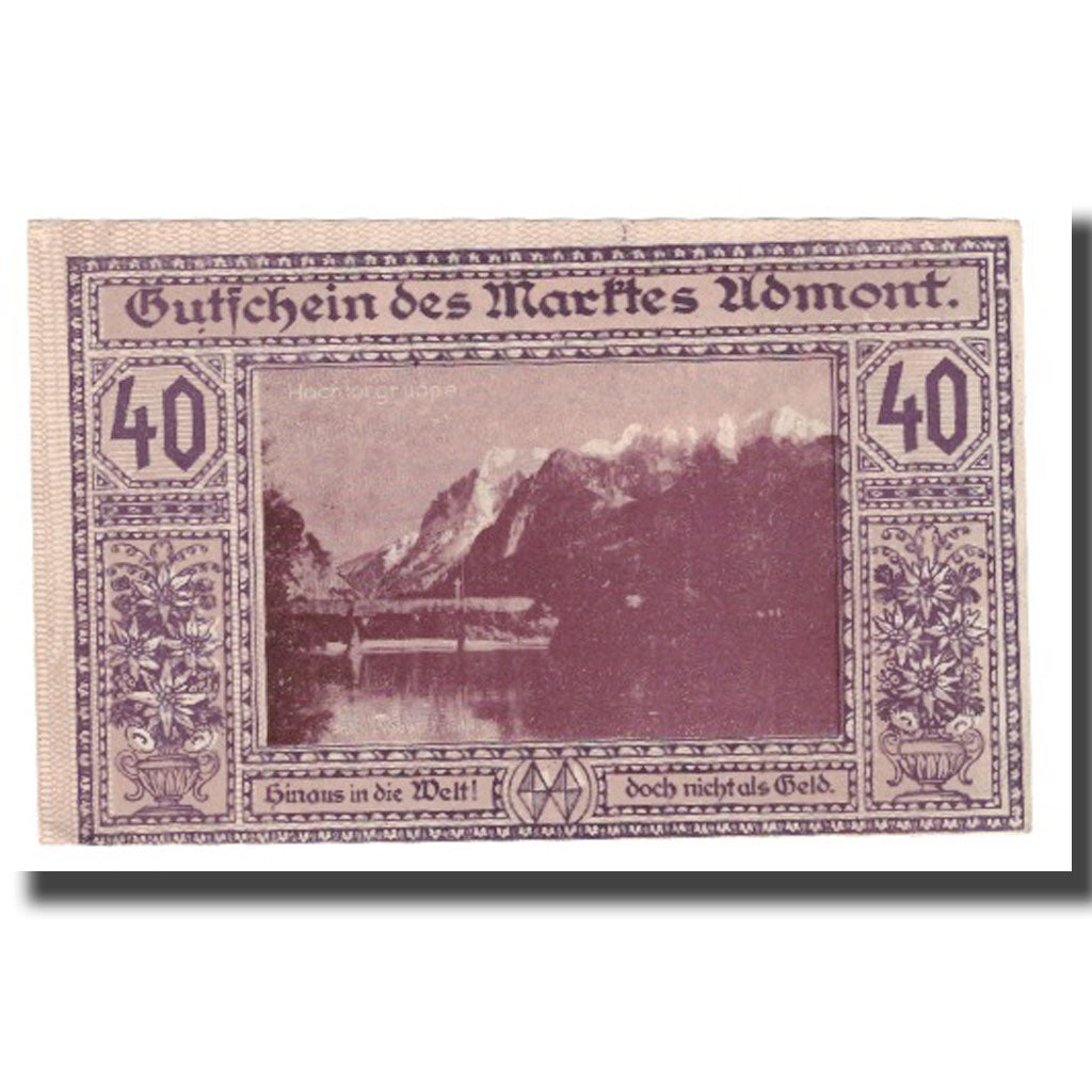 Banconote, Austria, Admont, 40 Heller, paysage 1, 1920, FDS, Mehl:FS 6d