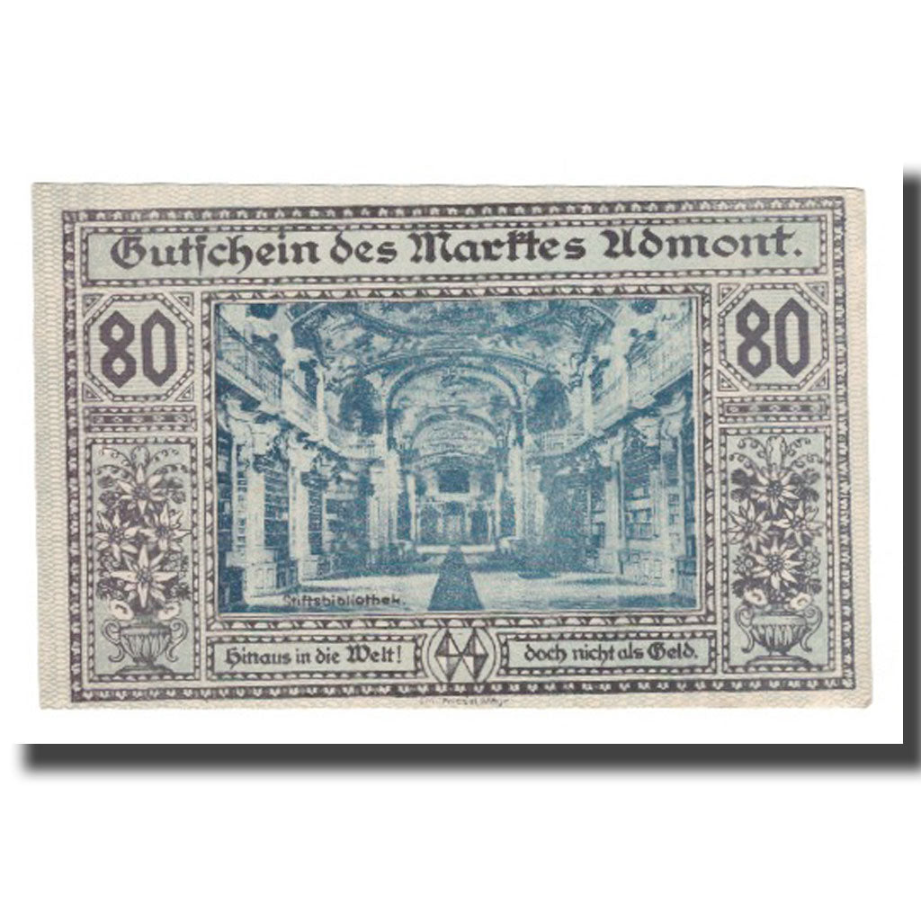 Geldschein, Österreich, Admont, 80 Heller, paysage 2, 1920, UNZ, Mehl:FS 6d