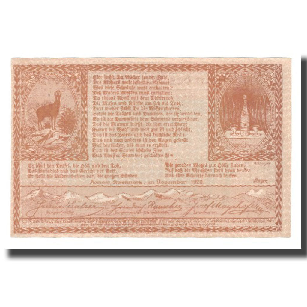 Geldschein, Österreich, Admont, 80 Heller, paysage 3, 1920, UNZ, Mehl:FS 6d
