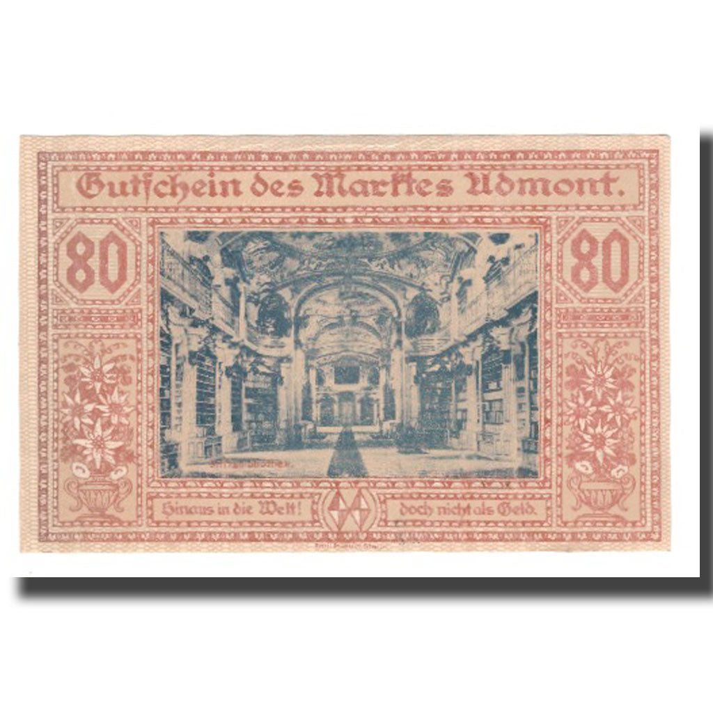 Geldschein, Österreich, Admont, 80 Heller, paysage 3, 1920, UNZ, Mehl:FS 6d