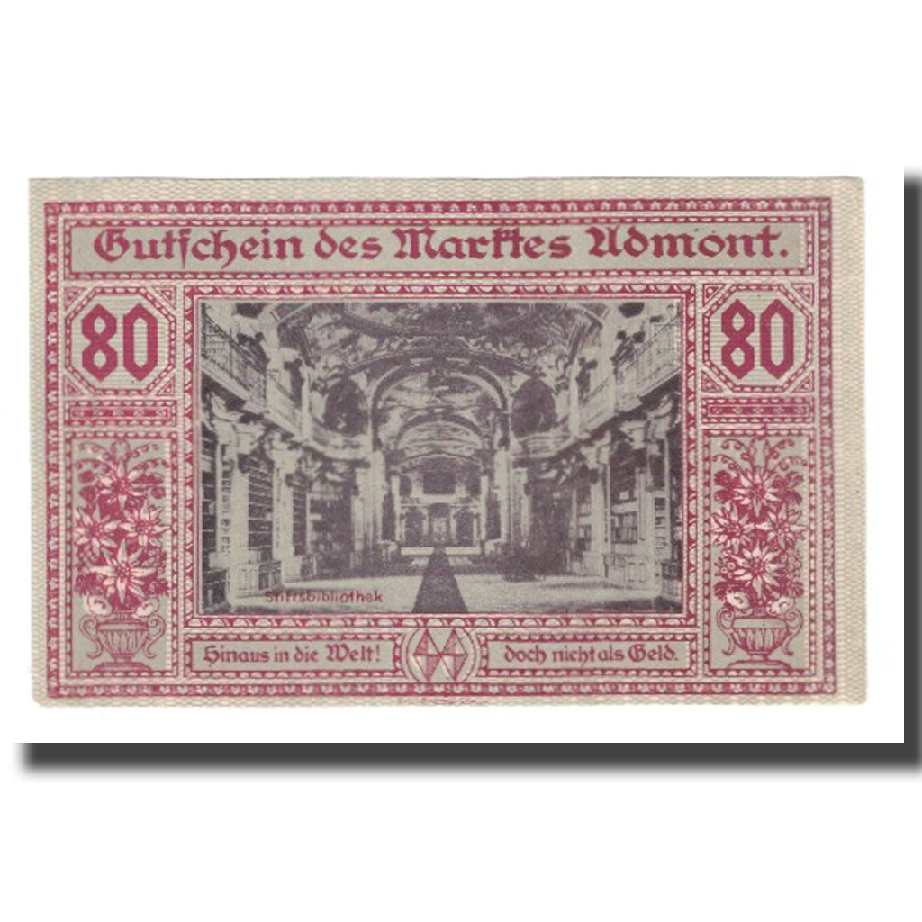 Geldschein, Österreich, Admont, 80 Heller, paysage 4, 1920, UNZ, Mehl:FS 6d
