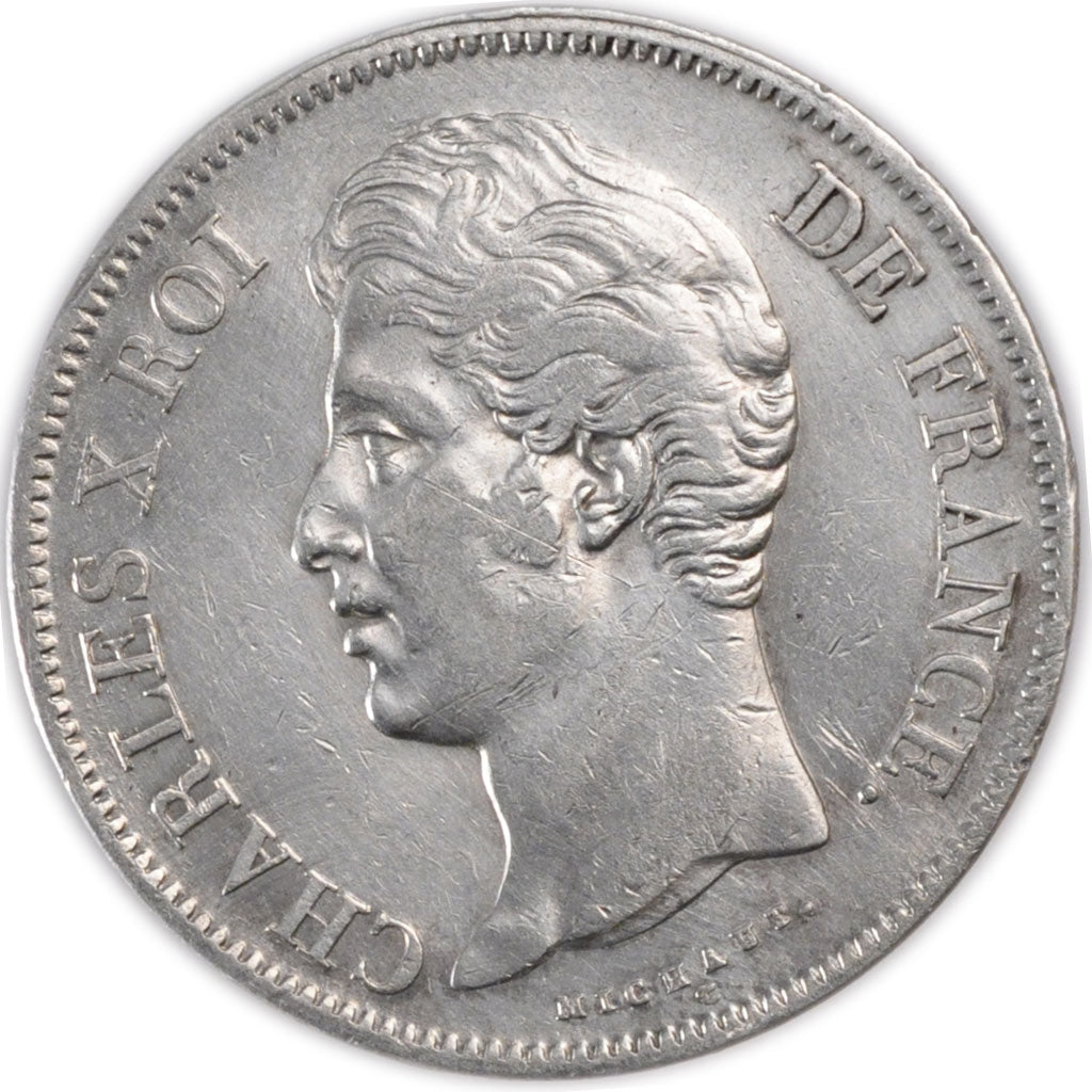 Moneta, Francja, Charles X, 5 Francs, 1830, Rouen, AU(50-53), Srebro, KM:728.2