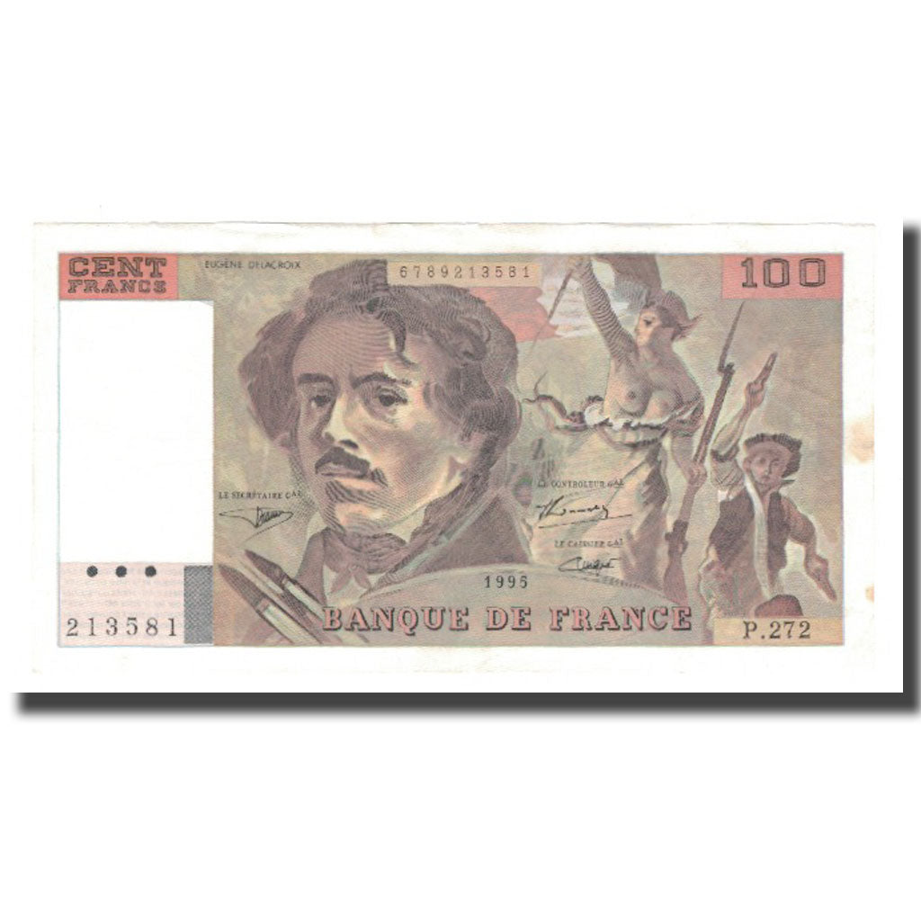 França, 100 Francs, Delacroix, 1995, AU(50-53), Fayette:69ter.02b, KM:154h