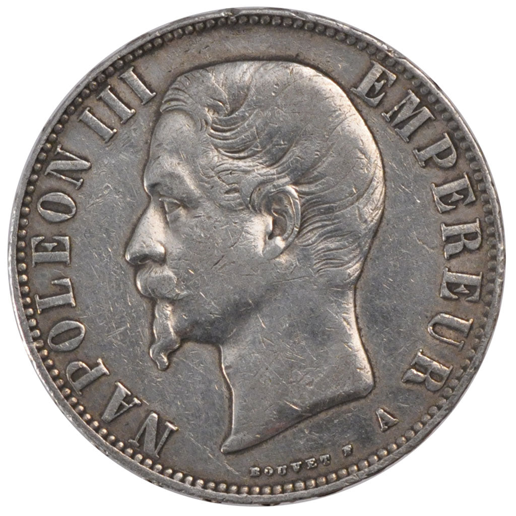 FRANCE, Napoléon III, 5 Francs, 1856, Paris, KM #782.1, EF(40-45), Silver, G...