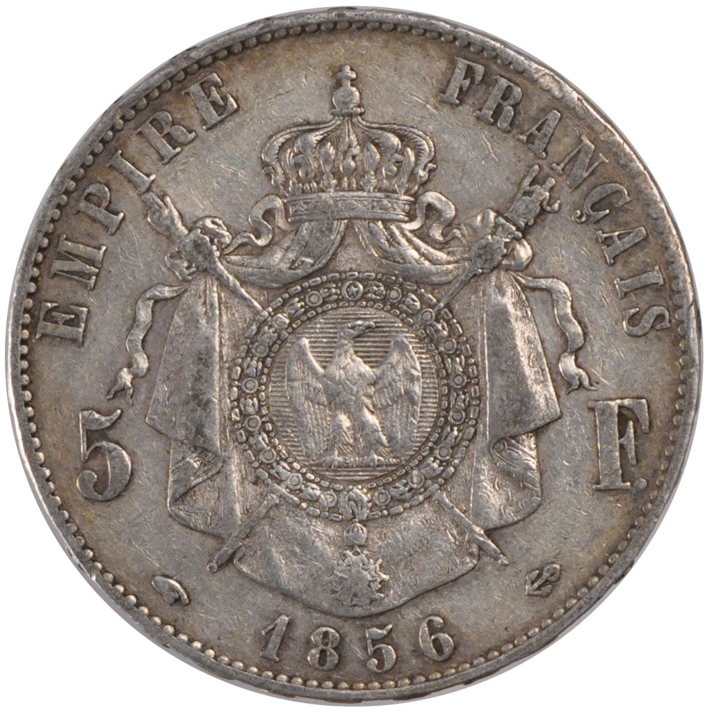 FRANCE, Napoléon III, 5 Francs, 1856, Paris, KM #782.1, EF(40-45), Silver, G...