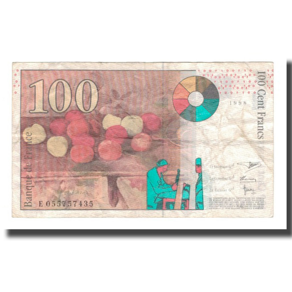 France, 100 Francs, Cézanne, 1998, EF(40-45), Fayette:74.02, KM:158a