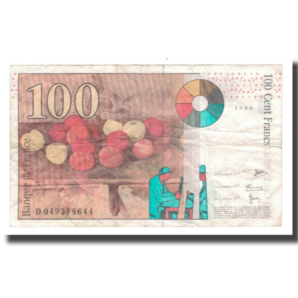 France, 100 Francs, Cézanne, 1998, EF(40-45), Fayette:74.02, KM:158a