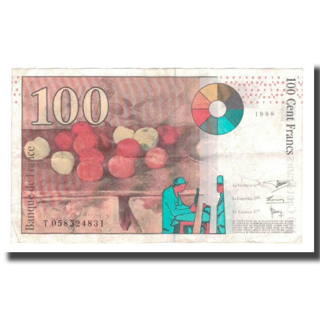 France, 100 Francs, Cézanne, 1998, EF(40-45), Fayette:74.02, KM:158a