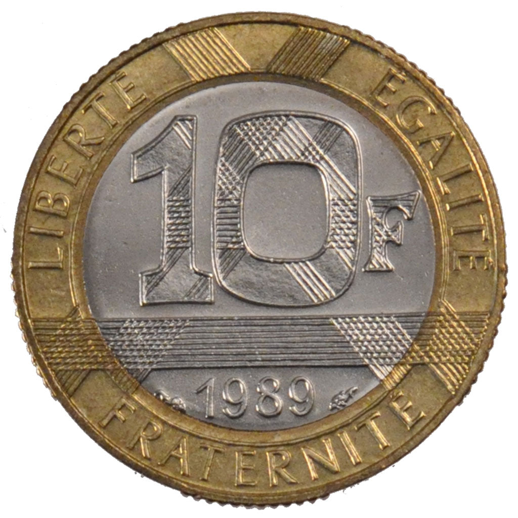 FRANCE, 10 Francs, 1989, MS(65-70), Bimetallic, Gadoury #828, 6.54
