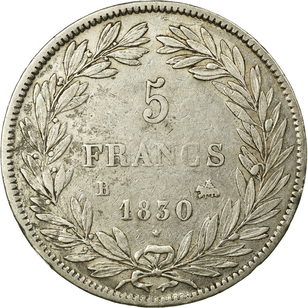 Coin, France, Louis-Philippe, 5 Francs, 1830, Rouen, VF(30-35), Silver
