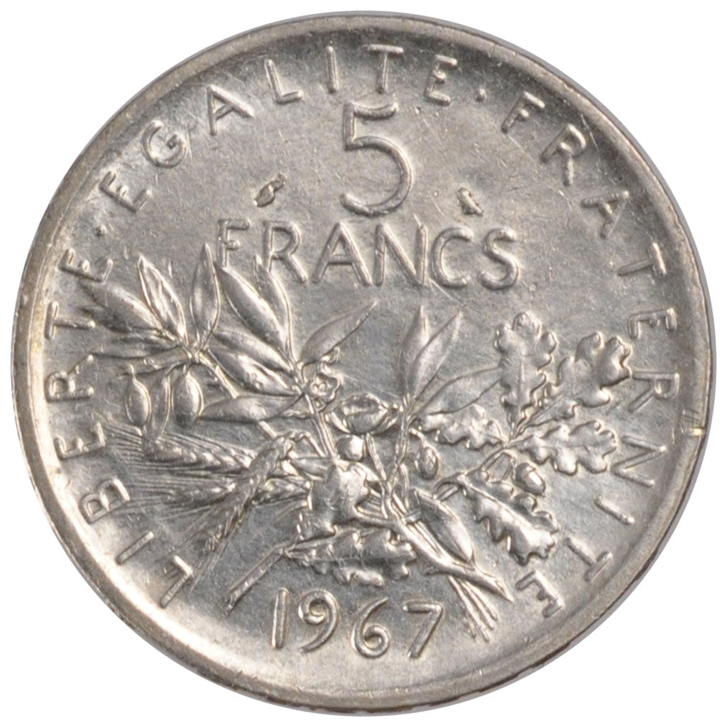 FRANCE, 5 Francs, 1967, AU(55-58), Silver, Gadoury #770, 12.03