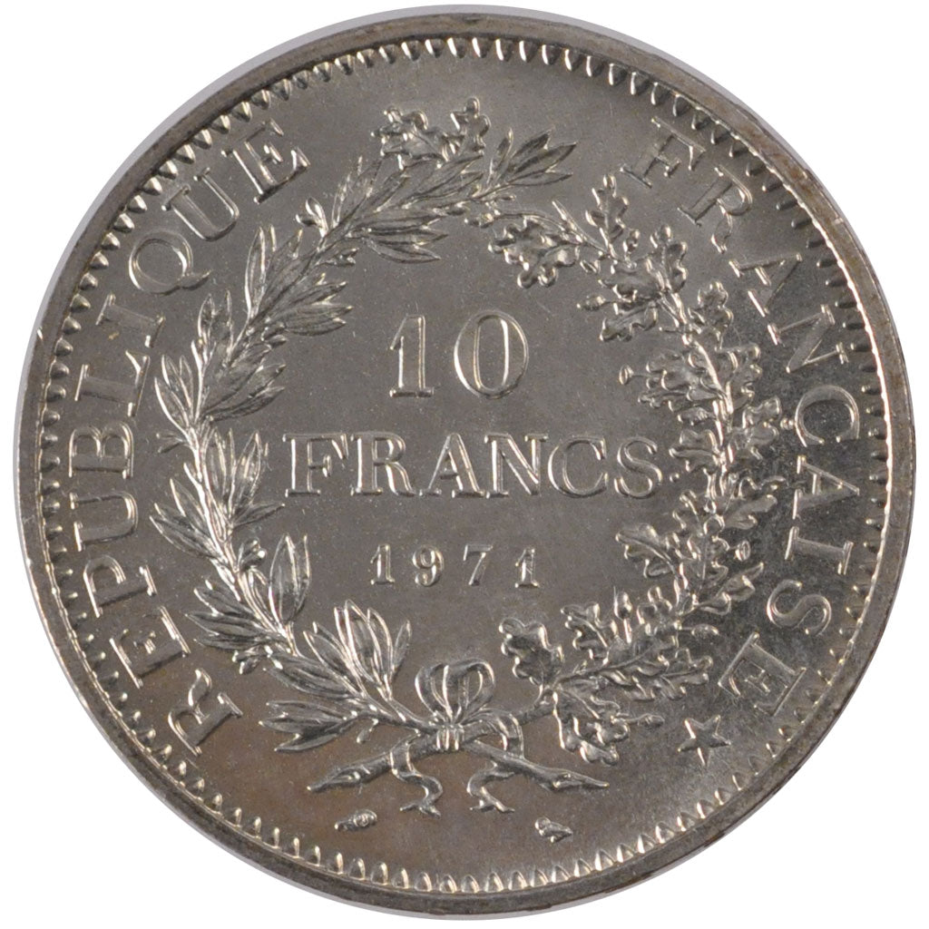 FRANCE, Hercule, 10 Francs, 1971, Paris, KM #932, MS(60-62), Silver, 37,...