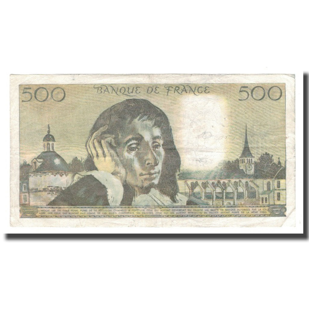 France, 500 Francs, Pascal, 1977, 1977-11-03, EF(40-45), Fayette:71.17, KM:156d