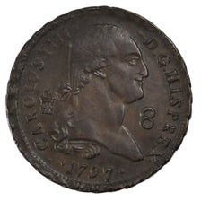 SPAIN, 8 Maravedis, 1797, Segovia, KM #428, AU(50-53), Copper, 11.54