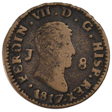 SPAIN, 8 Maravedis, 1817, Jubia, KM #461, VF(30-35), Copper, 8.32