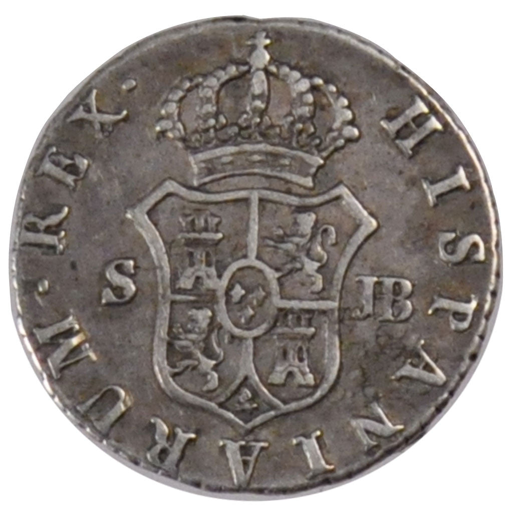 SPAIN, 1/2 Real, 1/2 Croat, 1831, Seville, KM #482.3, EF(40-45), Silver, 1.41