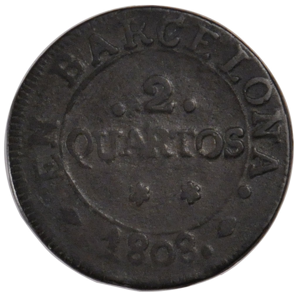 Monnaie, Espagne, BARCELONA, Joseph (Jose) Napolean, 2 Quartos, 1808, Barcelone