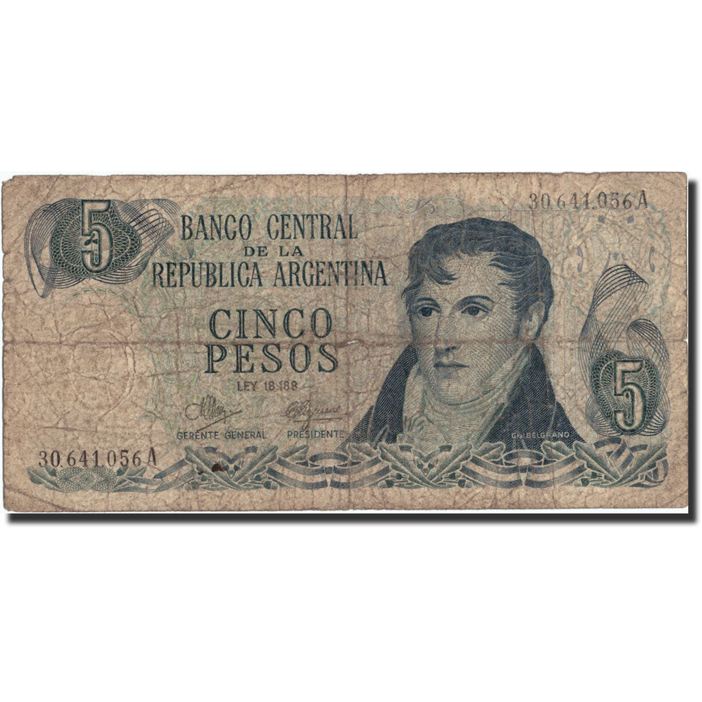 Banconote, Argentina, 5 Pesos, Undated (1974-76), KM:294, UNDATED (1974-1976)