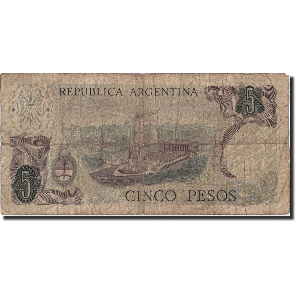 Banconote, Argentina, 5 Pesos, Undated (1974-76), KM:294, UNDATED (1974-1976)