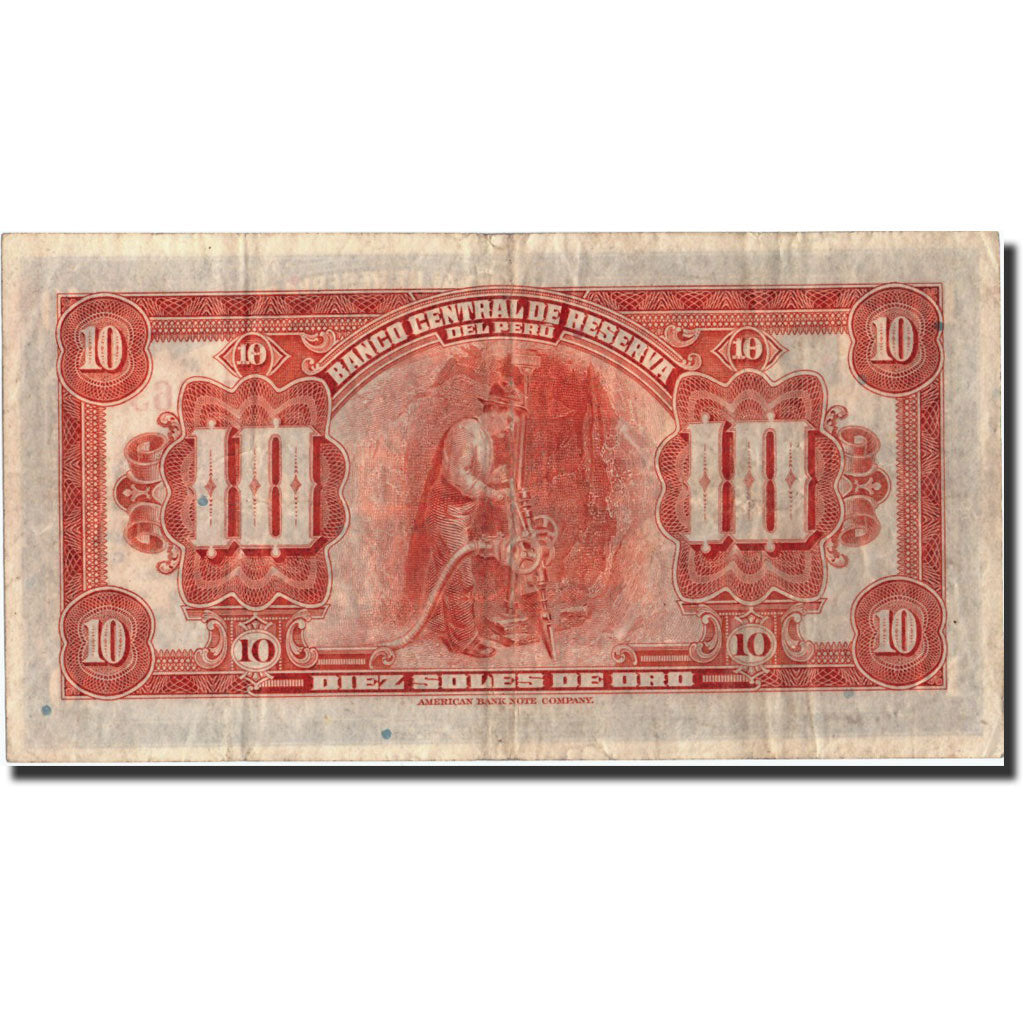Peru, 10 Soles, 1938, 1938-08-05, KM:67a, EF(40-45)
