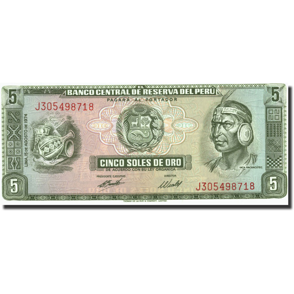 Banknot, Peru, 5 Soles De Oro, 1974, 1974-08-15, KM:99c, AU(55-58)