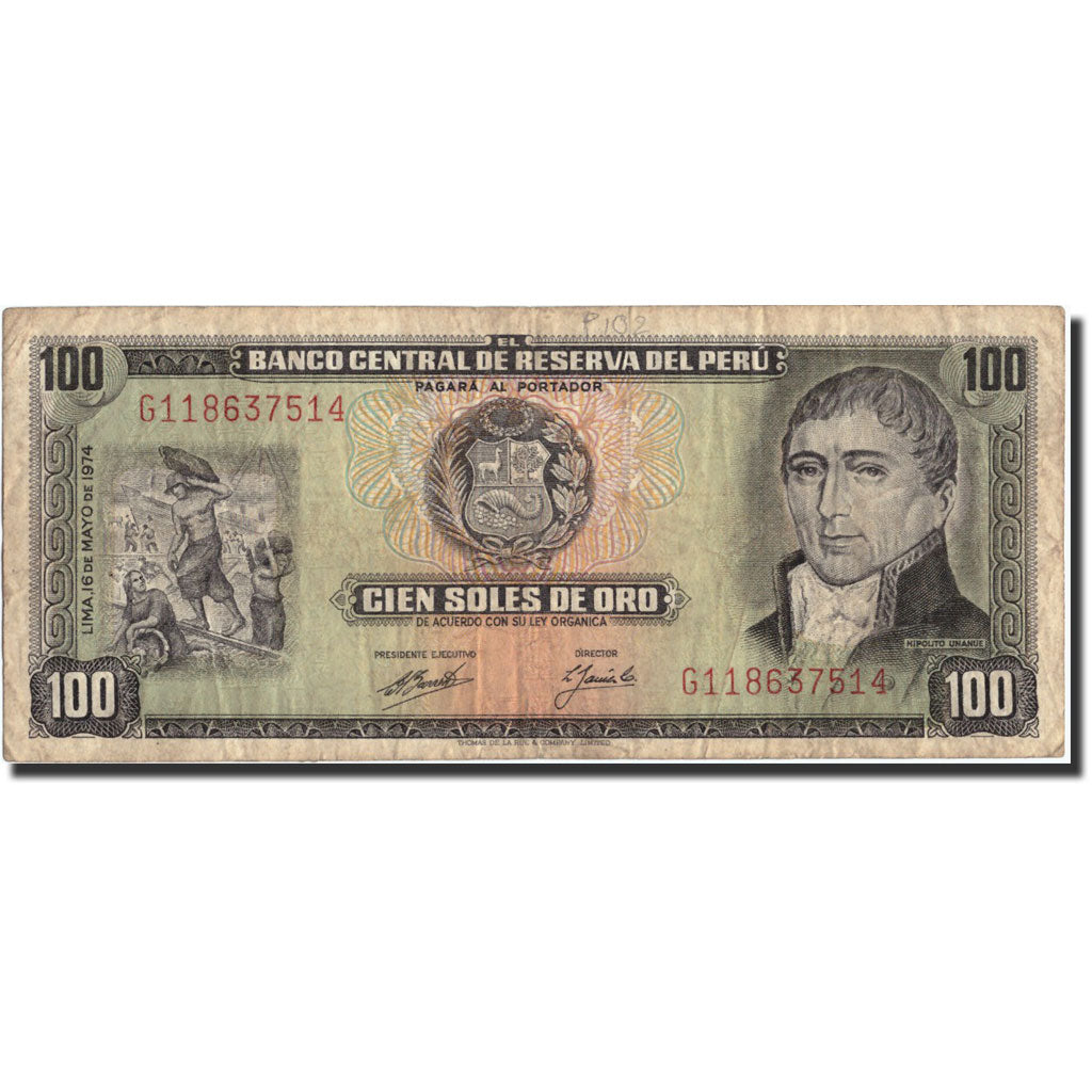 Billete, 100 Soles De Oro, 1974, Perú, KM:102c, 1974-05-16, BC