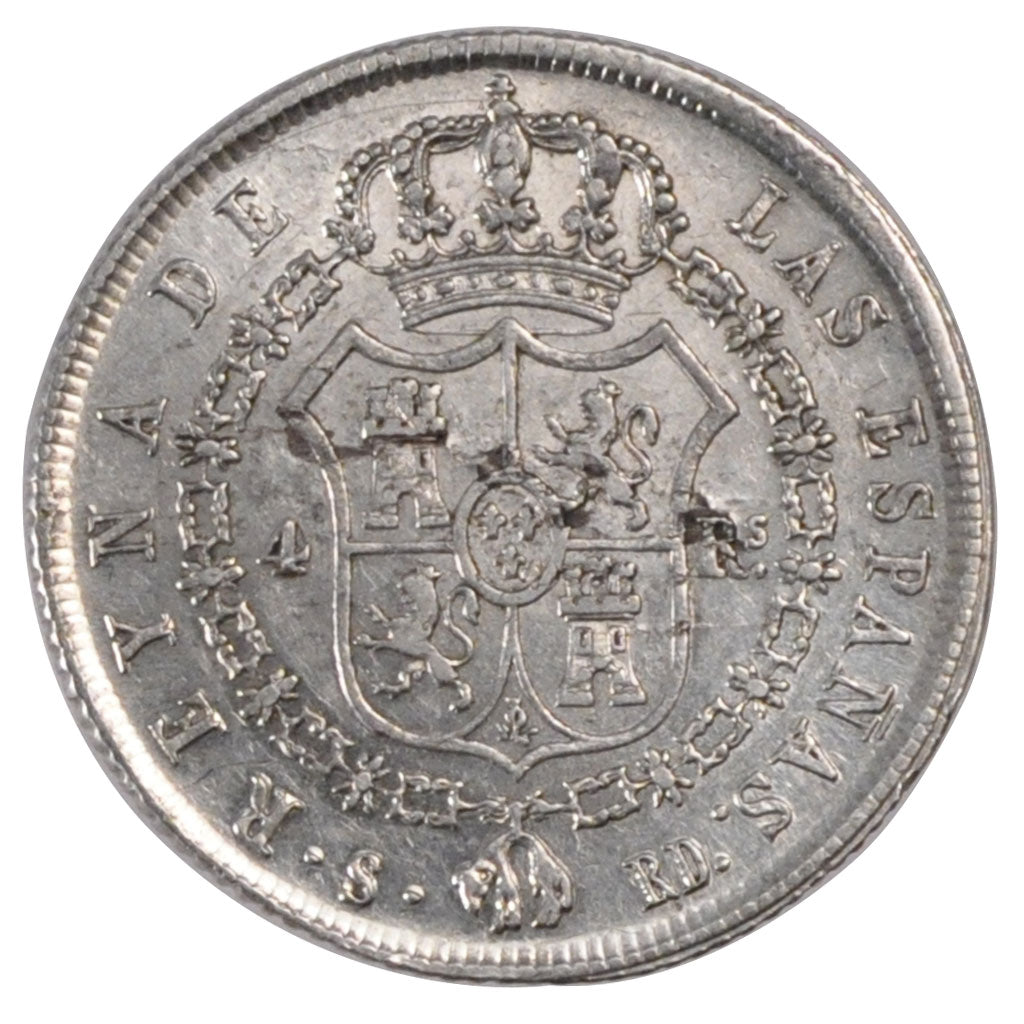 SPAIN, 4 Reales, 1840, Seville, KM #519.3, EF(40-45), Silver, 5.83