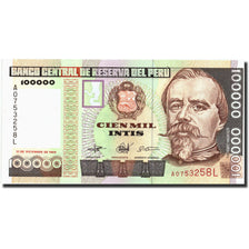 Banknote, Peru, 100,000 Intis, 1989, 1989-12-21, KM:145, AU(55-58)