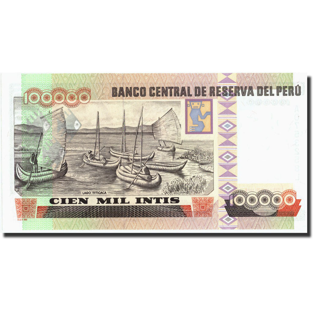 Banknote, Peru, 100,000 Intis, 1989, 1989-12-21, KM:145, AU(55-58)