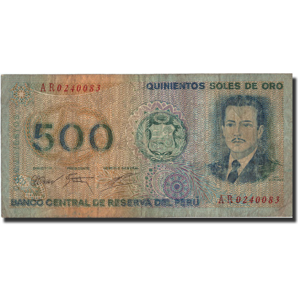 Banknot, Peru, 500 Soles De Oro, 1976, 1976-07-22, KM:115, VG(8-10)