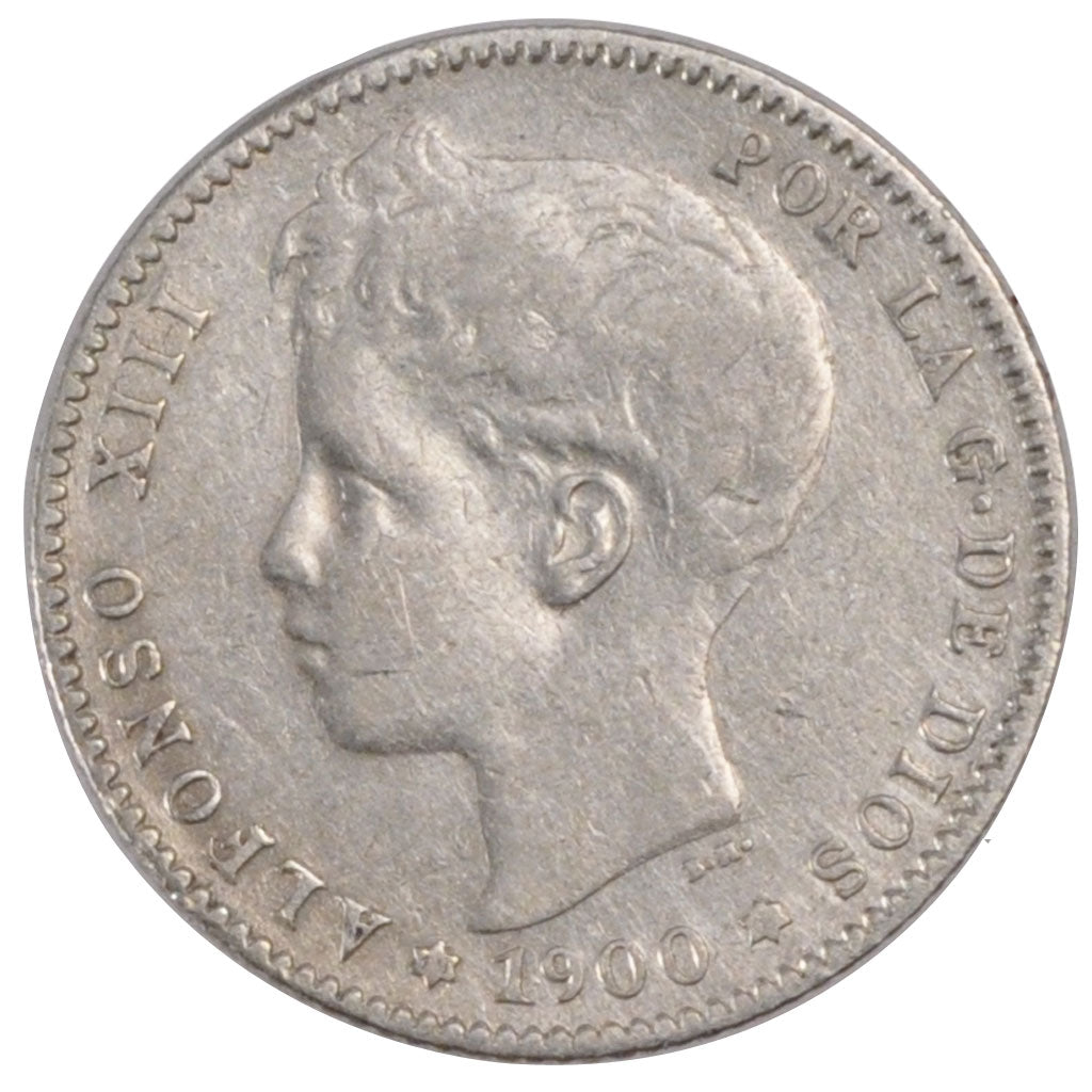 Spagna, Alfonso XIII, Peseta, 1900, MB+, Argento, KM:706