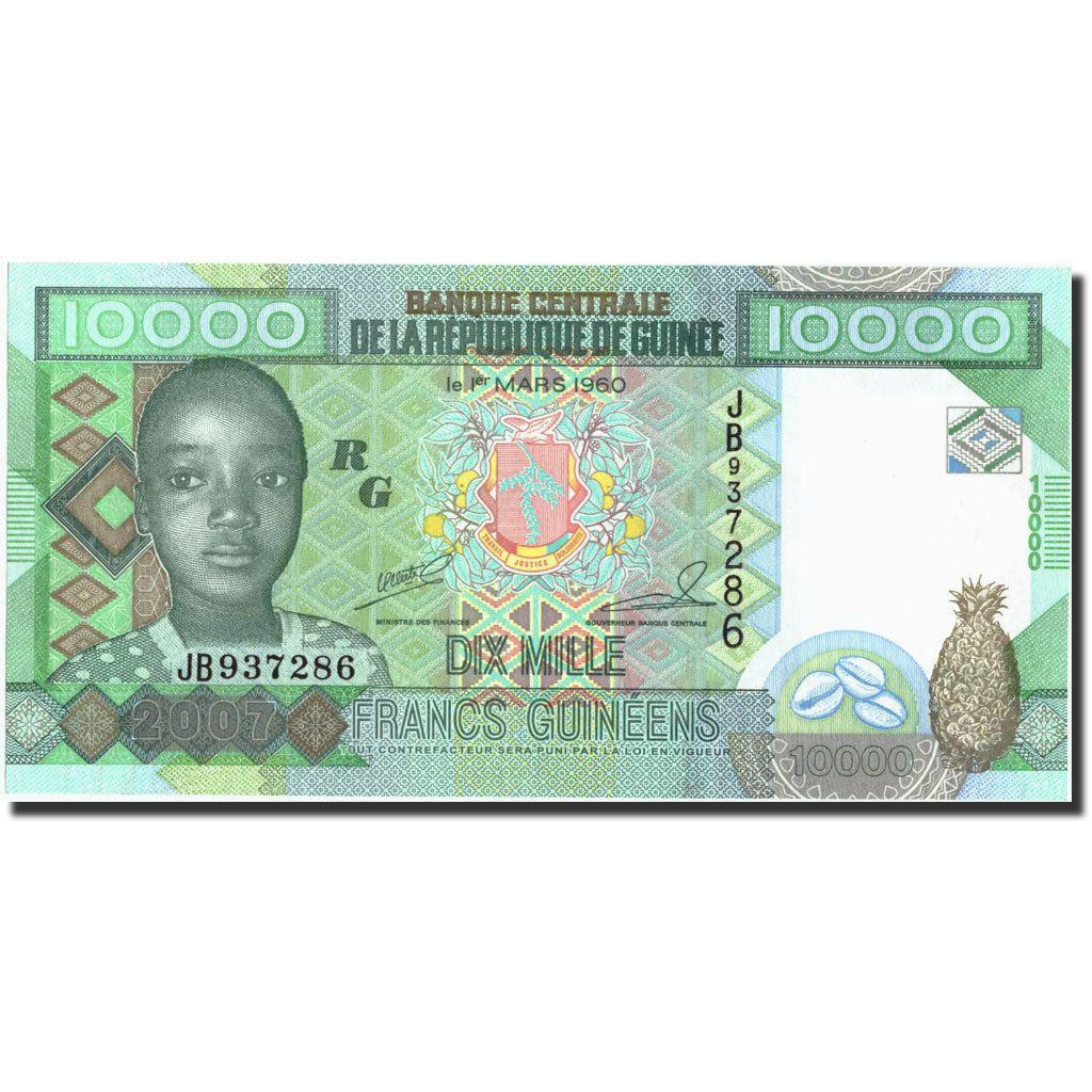 Billete, 10,000 Francs, 2007, Guinea, KM:42a, 2007, UNC