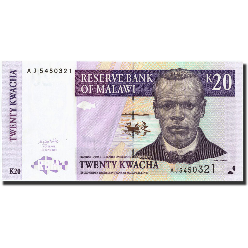 Geldschein, Malawi, 20 Kwacha, 2004, 2004-06-01, KM:52a, UNZ