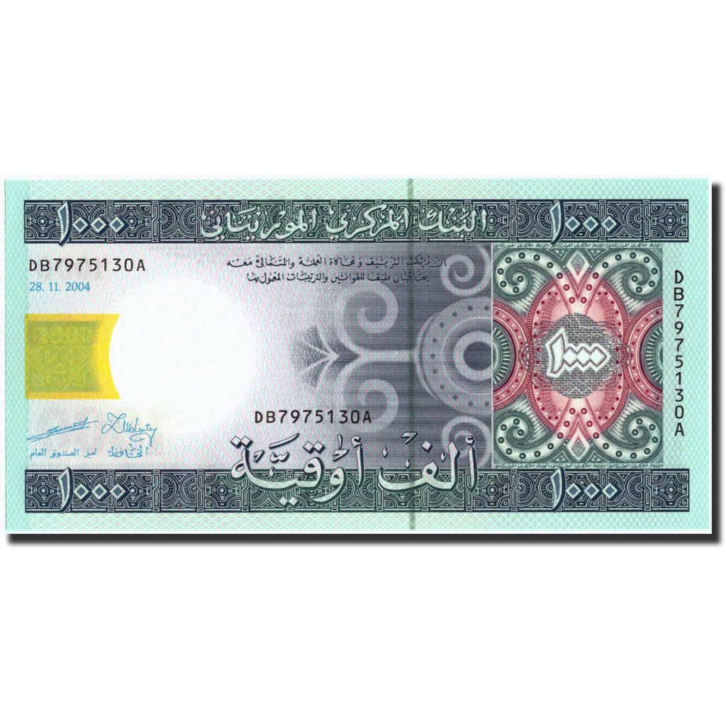 Banconote, Mauritania, 1000 Ouguiya, 2004, KM:13a, 2004-11-28, FDS