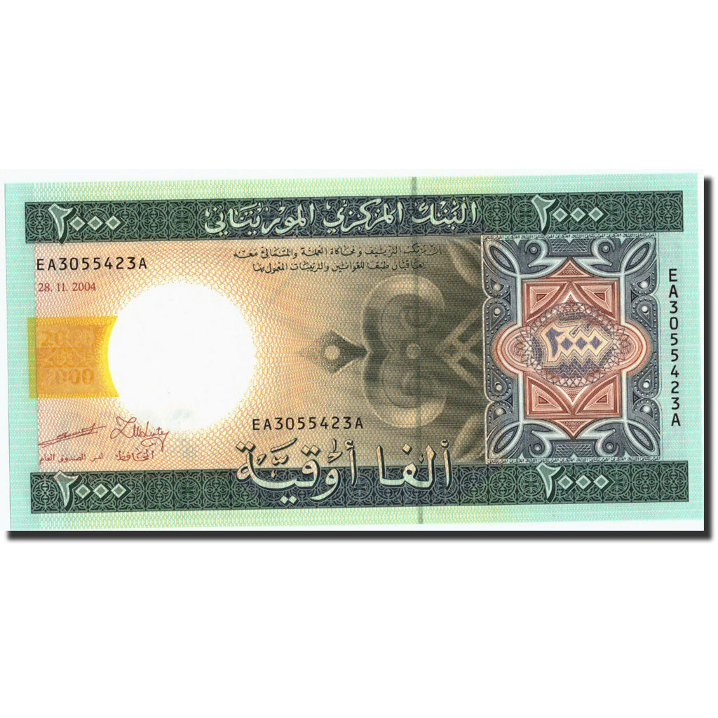 Banknote, Mauritania, 2000 Ouguiya, 2004, 2004-11-28, KM:14A, UNC(65-70)