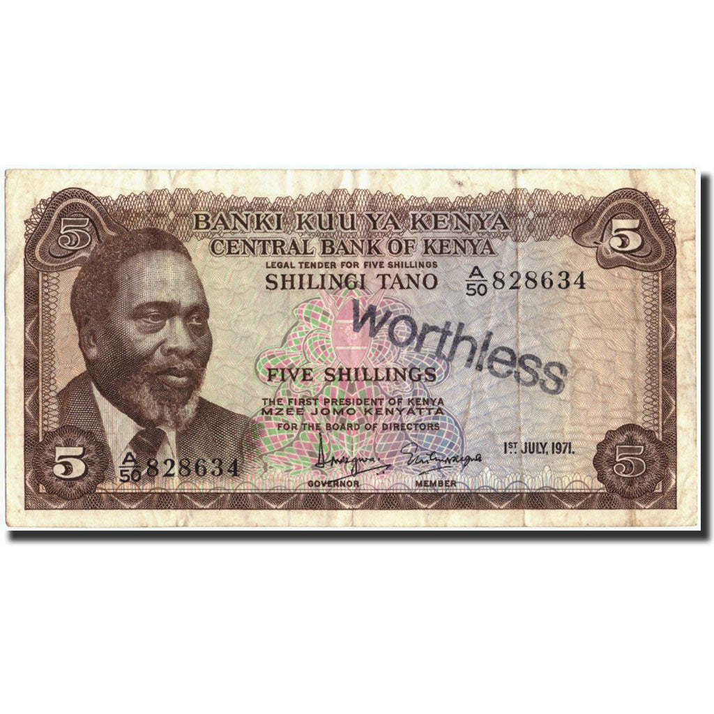 Billet, Kenya, 5 Shillings, 1971, 1971-07-01, KM:6b, TB+