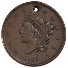 UNITED STATES, Coronet Cent, Cent, 1836, U.S. Mint, KM #45, EF(40-45), Copper,..