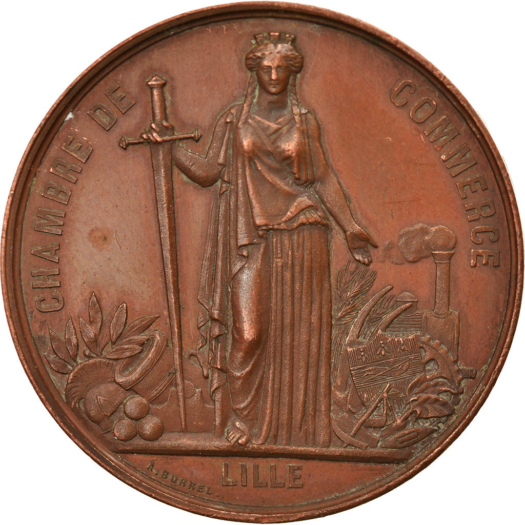 France, Medal, Napoléon III, Visite de la Chambre de Commerce de Lille, 1867