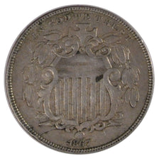 UNITED STATES, Shield Nickel, 5 Cents, 1867, U.S. Mint, KM #97, EF(40-45),...