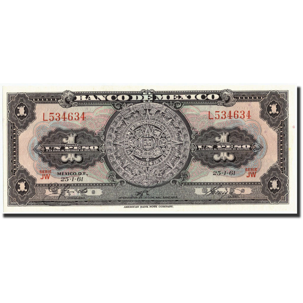 Geldschein, Mexiko, 1 Peso, 1961, 1961-01-25, KM:59g, UNZ