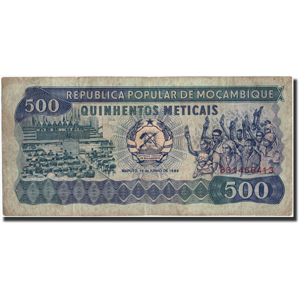 Geldschein, Mosambik, 500 Meticais, 1989, 1989-06-16, KM:131c, S
