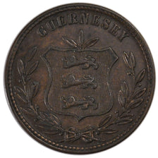 GUERNSEY, 8 Doubles, 1874, Heaton, KM #7, AU(50-53), Bronze, 31.6, 9.49