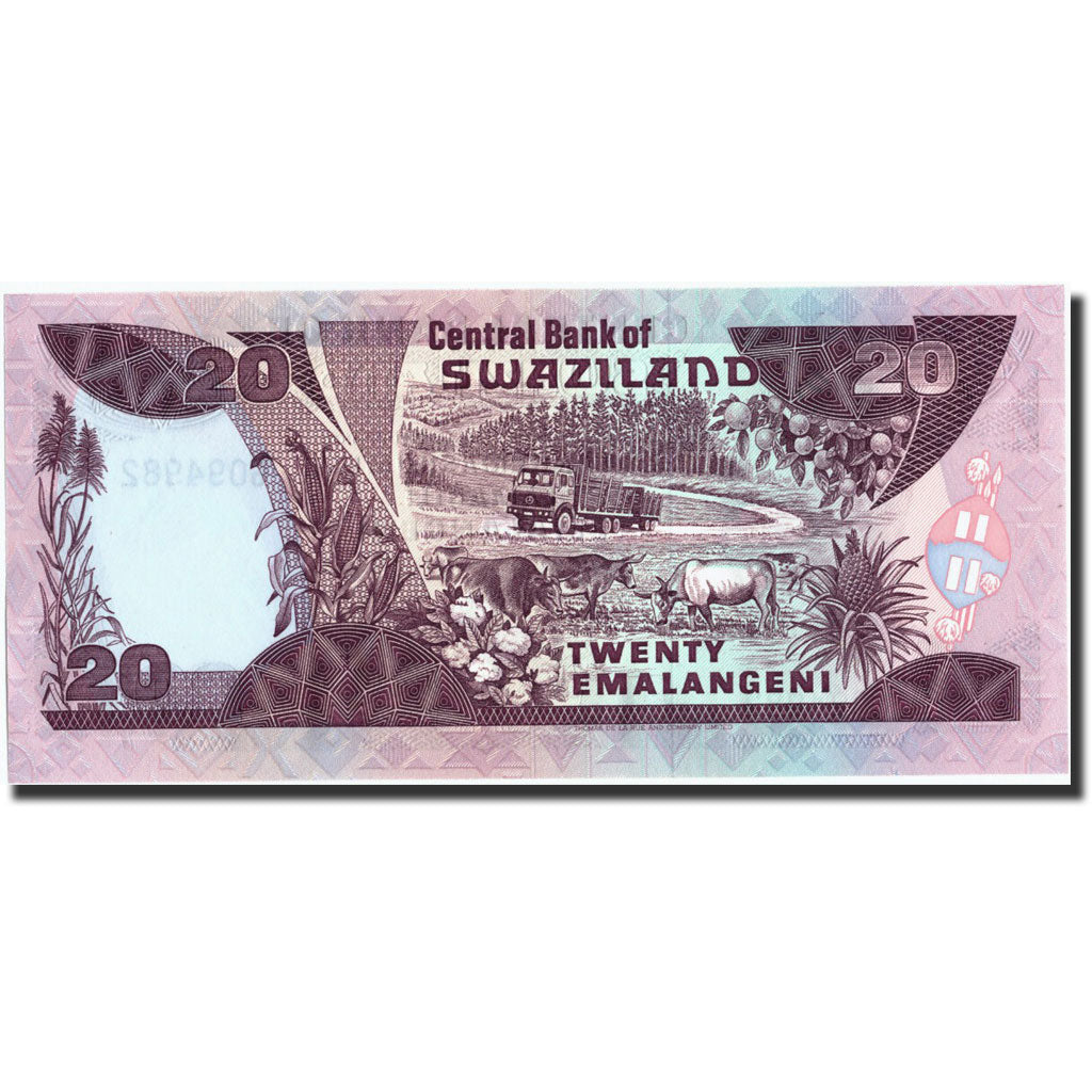 Banconote, Swaziland, 20 Emalangeni, undated (1990-95), KM:21a, undated