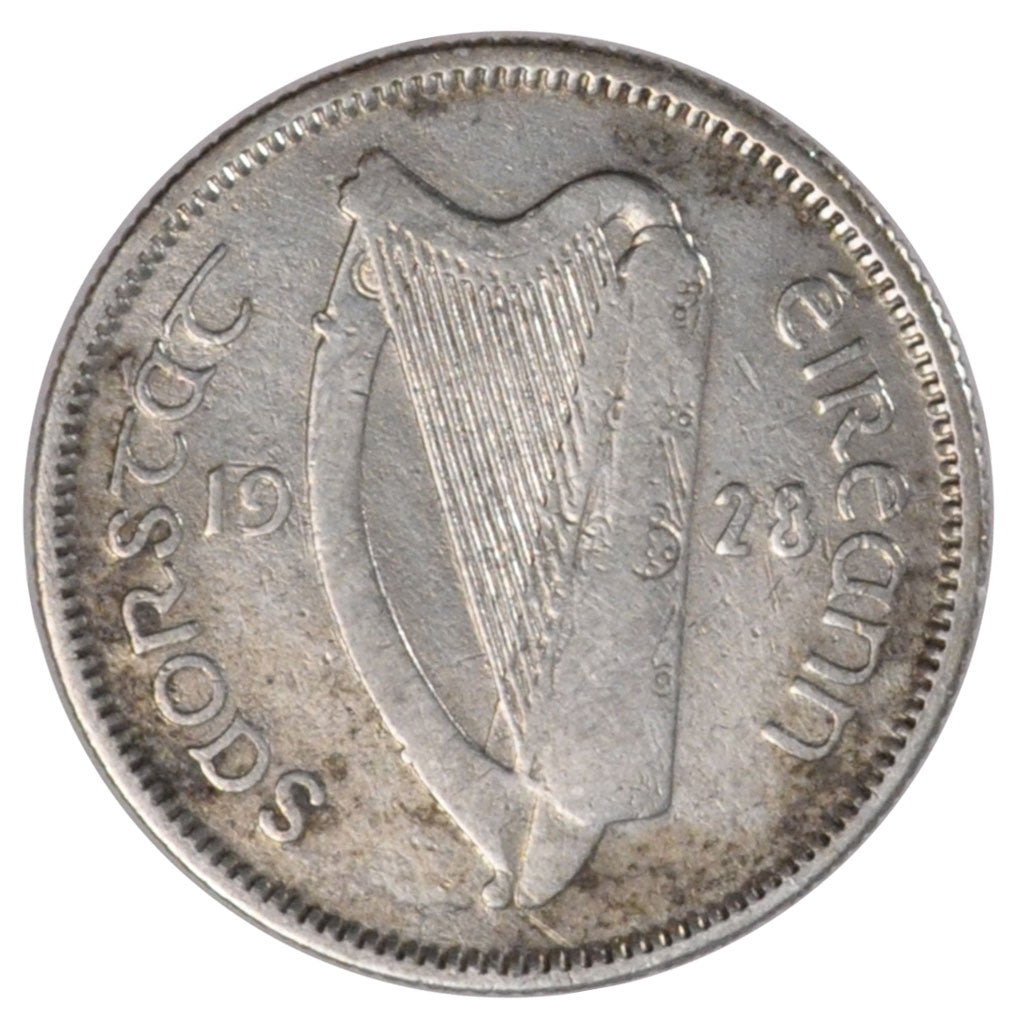IRELAND REPUBLIC, Shilling, 1928, KM #6, EF(40-45), Silver, 23.6, 5.55