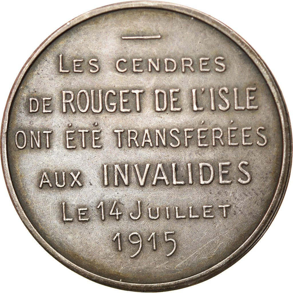 France, Medal, Les Cendres de Rouget de l'Isle aux Invalides, 1915, David