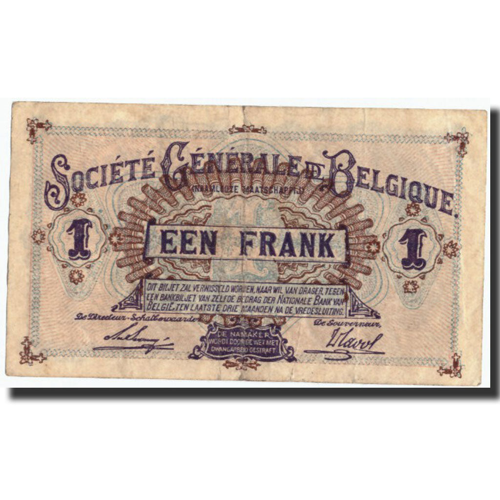 Belgien, 1 Franc, 1916, KM:86b, 1916-09-11, S